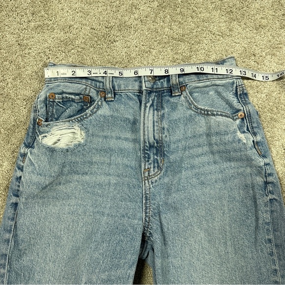 American Eagle Strigid Ripped Highest Waist Rise Baggy Straight Jeans 0 Short - Picture 12 of 15